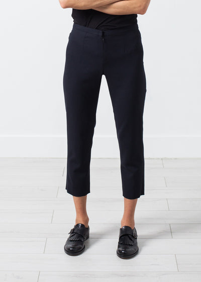 Wool Cropped Pant in Navy