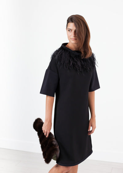 Ostrich Plume Dress in Black