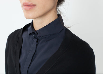 Wrinkled Tux Shirt in Navy