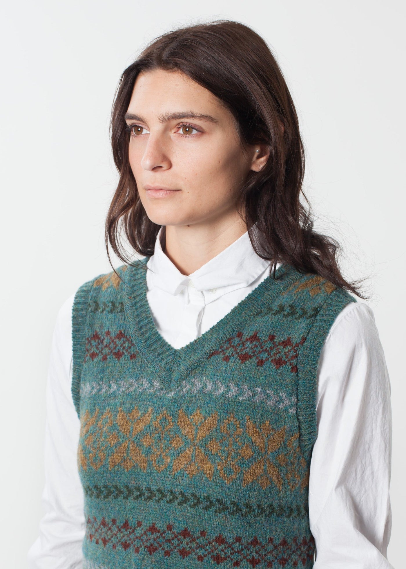 Fair Isle Vest in Army