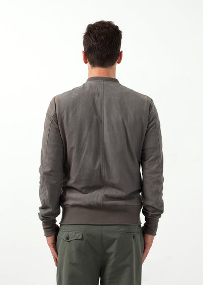 Leather Bomber Jacket in Dust